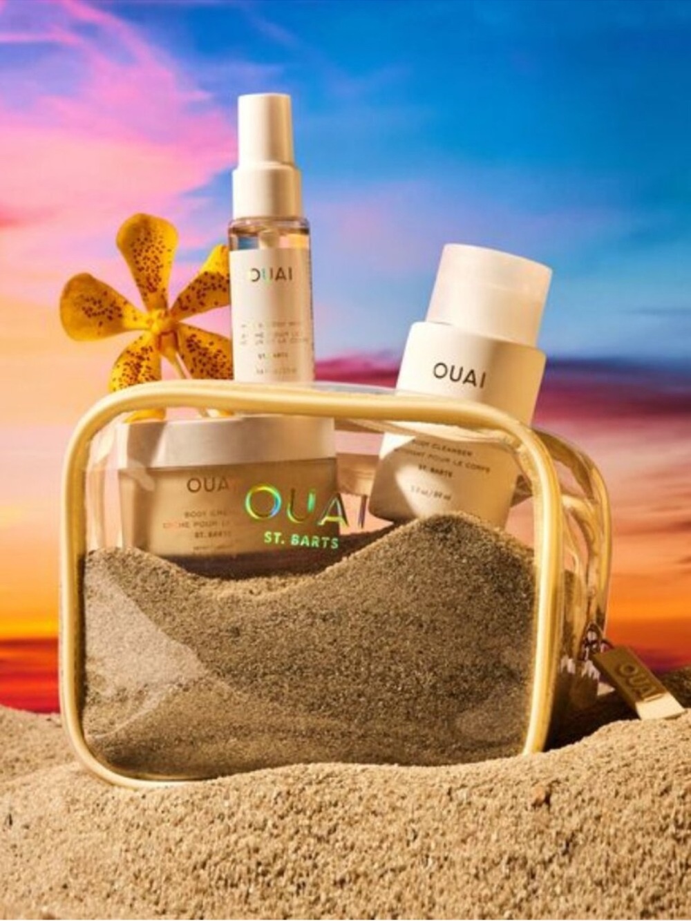 OUAI Travel Pouch - body wash, body cream and hair/body mist